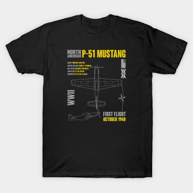 North American P-51 Mustang T-Shirt by Mandra